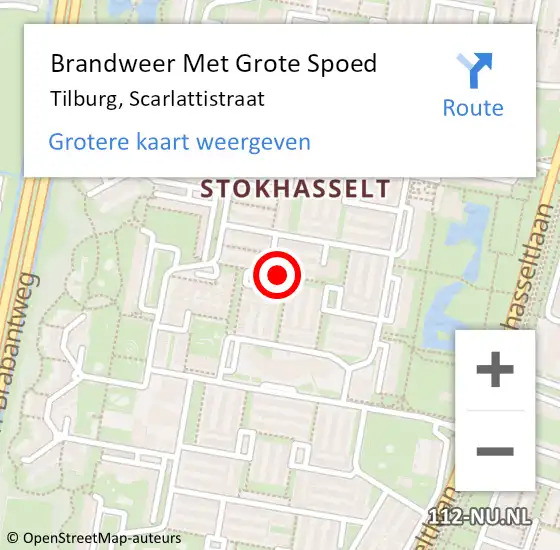 Locatie op kaart van de 112 melding: Brandweer Met Grote Spoed Naar Tilburg, Scarlattistraat op 5 maart 2021 09:22