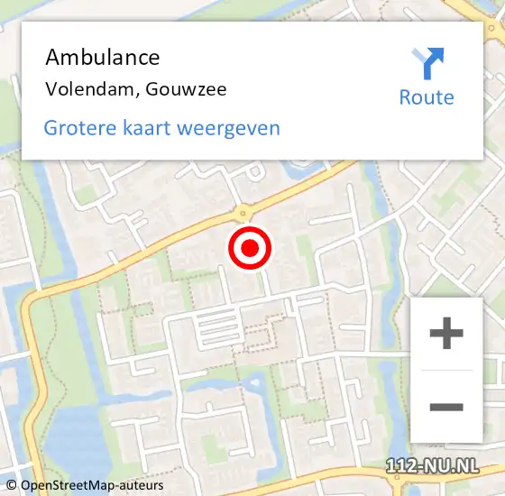 Locatie op kaart van de 112 melding: Ambulance Volendam, Gouwzee op 5 maart 2021 10:04