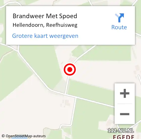 Locatie op kaart van de 112 melding: Brandweer Met Spoed Naar Hellendoorn, Reefhuisweg op 5 maart 2021 11:39