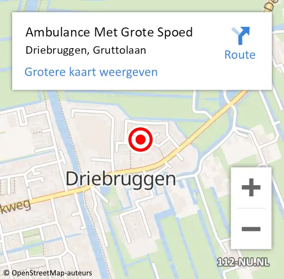 Locatie op kaart van de 112 melding: Ambulance Met Grote Spoed Naar Driebruggen, Gruttolaan op 3 juni 2014 21:15