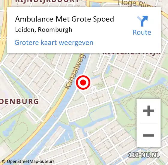 Locatie op kaart van de 112 melding: Ambulance Met Grote Spoed Naar Leiden, Roomburgh op 5 maart 2021 12:06