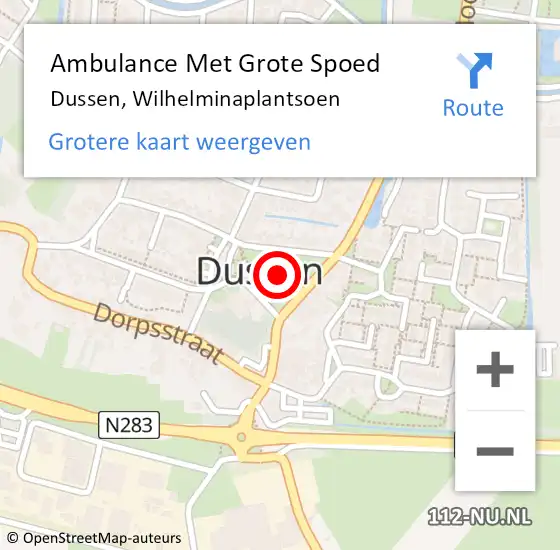 Locatie op kaart van de 112 melding: Ambulance Met Grote Spoed Naar Dussen, Wilhelminaplantsoen op 3 juni 2014 21:27