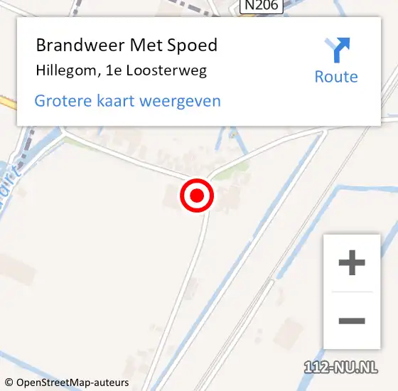 Locatie op kaart van de 112 melding: Brandweer Met Spoed Naar Hillegom, 1e Loosterweg op 3 oktober 2013 23:38