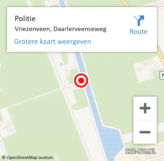 Locatie op kaart van de 112 melding: Politie Vriezenveen, Daarlerveenseweg op 5 maart 2021 15:05