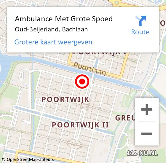 Locatie op kaart van de 112 melding: Ambulance Met Grote Spoed Naar Oud-Beijerland, Bachlaan op 5 maart 2021 15:26