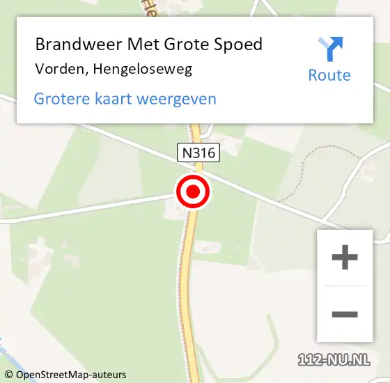 Locatie op kaart van de 112 melding: Brandweer Met Grote Spoed Naar Vorden, Hengeloseweg op 5 maart 2021 16:06