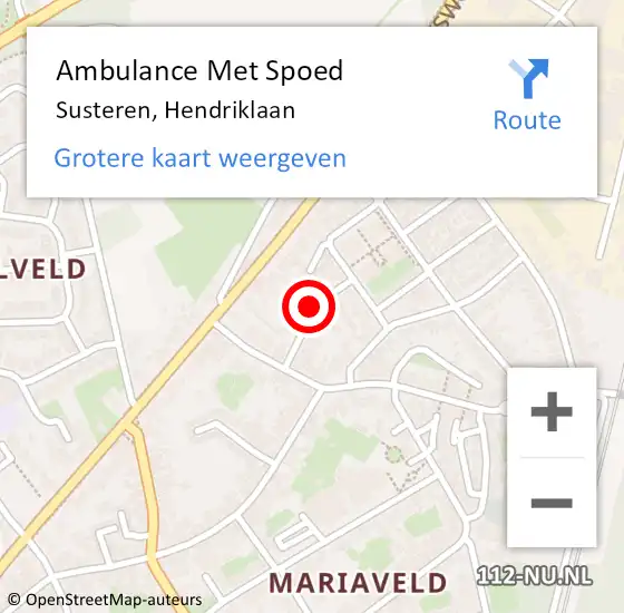 Locatie op kaart van de 112 melding: Ambulance Met Spoed Naar Susteren, Hendriklaan op 5 maart 2021 17:56