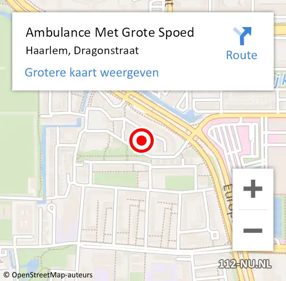 Locatie op kaart van de 112 melding: Ambulance Met Grote Spoed Naar Haarlem, Dragonstraat op 5 maart 2021 18:42