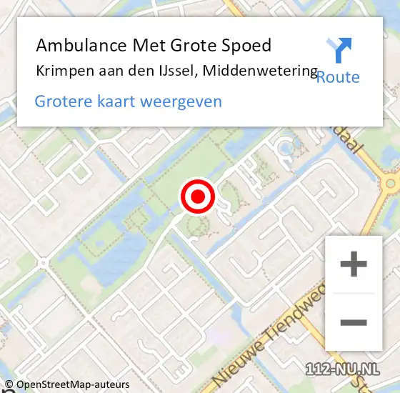 Locatie op kaart van de 112 melding: Ambulance Met Grote Spoed Naar Krimpen aan den IJssel, Middenwetering op 5 maart 2021 19:05