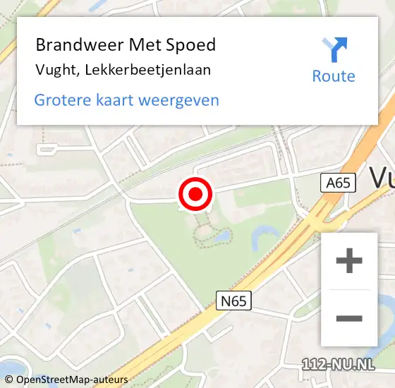 Locatie op kaart van de 112 melding: Brandweer Met Spoed Naar Vught, Lekkerbeetjenlaan op 5 maart 2021 20:09