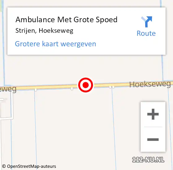 Locatie op kaart van de 112 melding: Ambulance Met Grote Spoed Naar Strijen, Hoekseweg op 5 maart 2021 20:27