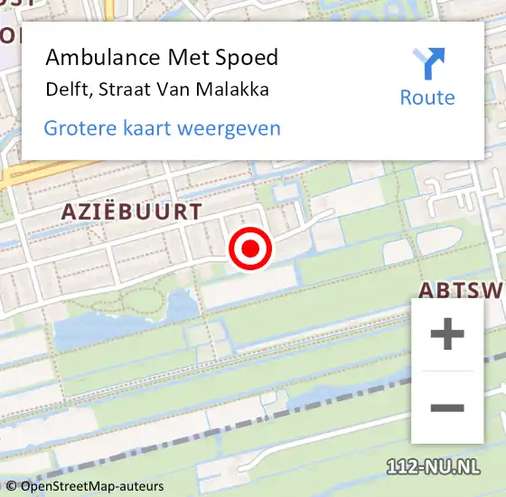 Locatie op kaart van de 112 melding: Ambulance Met Spoed Naar Delft, Straat Van Malakka op 5 maart 2021 20:44