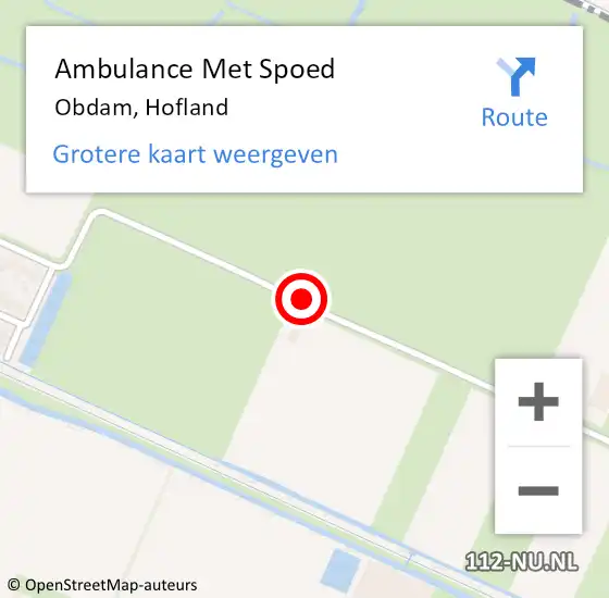 Locatie op kaart van de 112 melding: Ambulance Met Spoed Naar Obdam, Hofland op 5 maart 2021 21:47