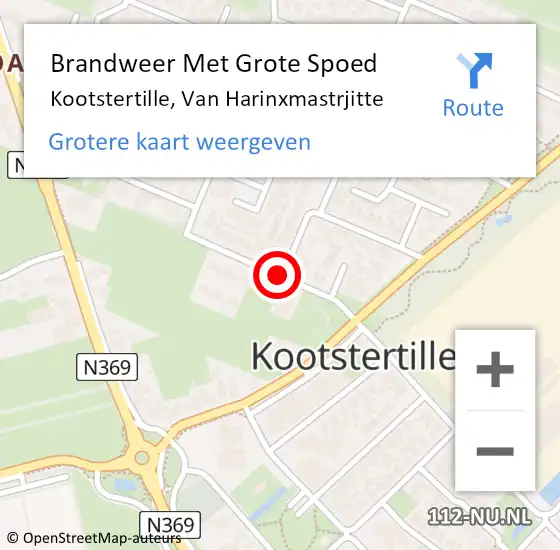 Locatie op kaart van de 112 melding: Brandweer Met Grote Spoed Naar Kootstertille, Van Harinxmastrjitte op 5 maart 2021 21:50