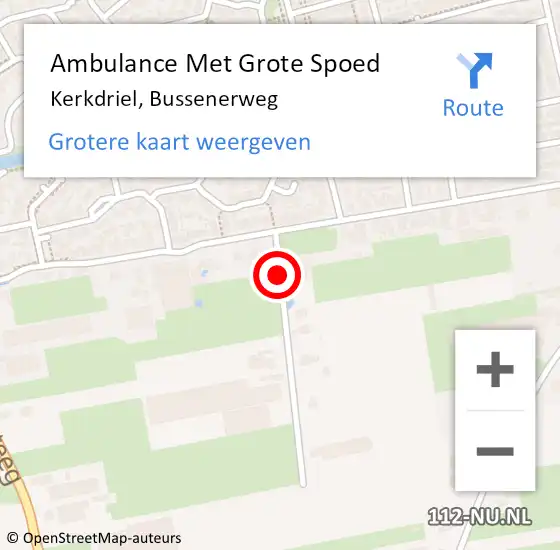 Locatie op kaart van de 112 melding: Ambulance Met Grote Spoed Naar Kerkdriel, Bussenerweg op 5 maart 2021 22:06