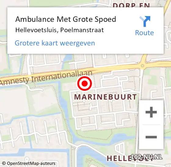 Locatie op kaart van de 112 melding: Ambulance Met Grote Spoed Naar Hellevoetsluis, Poelmanstraat op 5 maart 2021 22:15