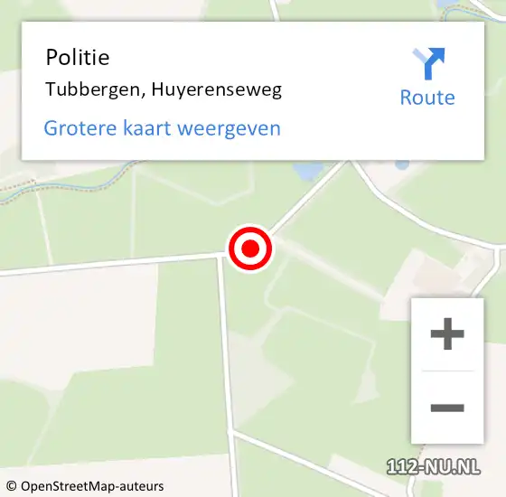Locatie op kaart van de 112 melding: Politie Tubbergen, Huyerenseweg op 6 maart 2021 01:01