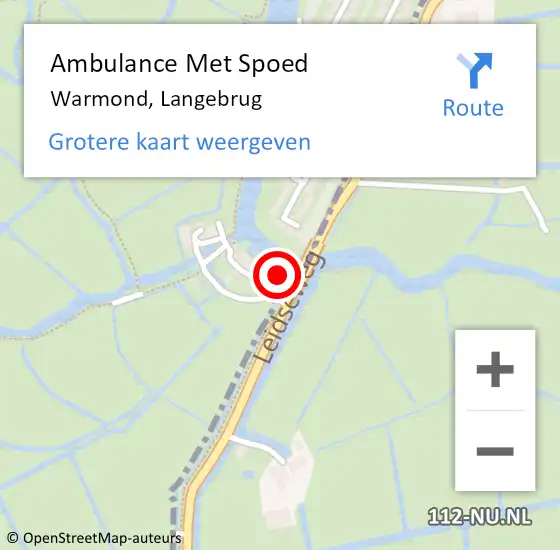 Locatie op kaart van de 112 melding: Ambulance Met Spoed Naar Warmond, Langebrug op 3 juni 2014 23:11