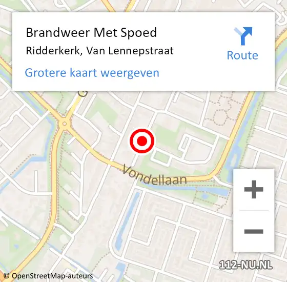 Locatie op kaart van de 112 melding: Brandweer Met Spoed Naar Ridderkerk, Van Lennepstraat op 6 maart 2021 07:49