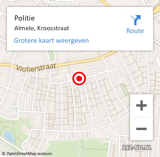 Locatie op kaart van de 112 melding: Politie Almelo, Kroosstraat op 6 maart 2021 09:49