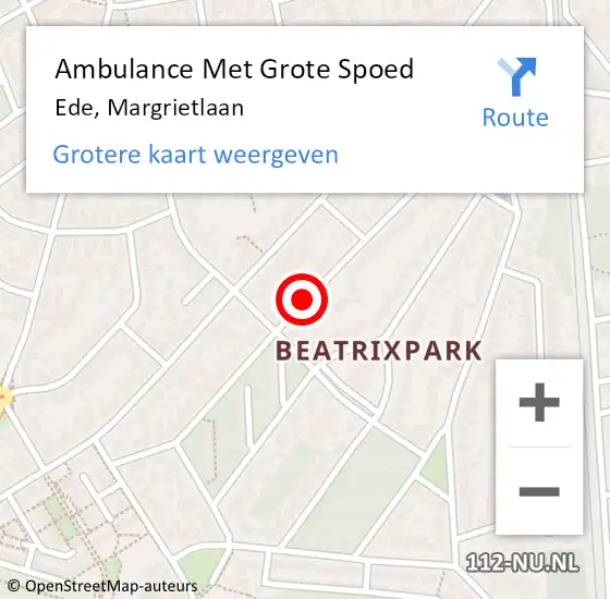 Locatie op kaart van de 112 melding: Ambulance Met Grote Spoed Naar Ede, Margrietlaan op 6 maart 2021 10:27