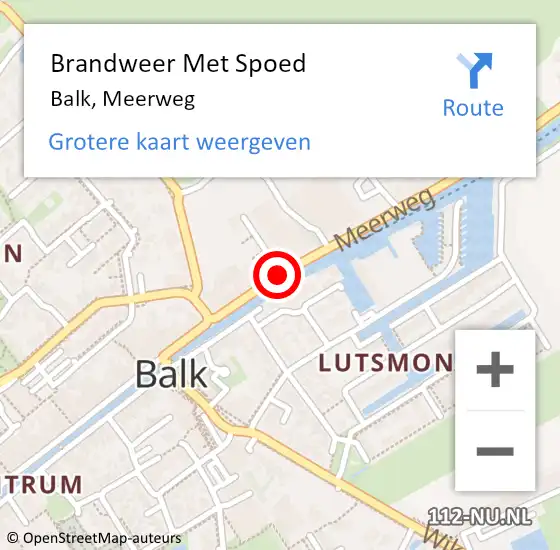 Locatie op kaart van de 112 melding: Brandweer Met Spoed Naar Balk, Meerweg op 6 maart 2021 10:48