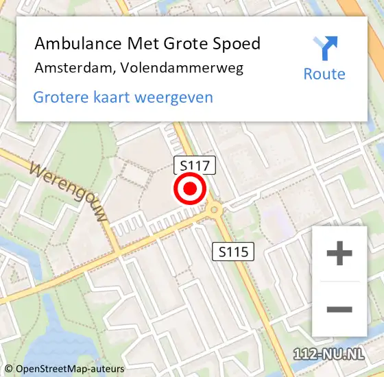Locatie op kaart van de 112 melding: Ambulance Met Grote Spoed Naar Amsterdam, Volendammerweg op 6 maart 2021 12:18