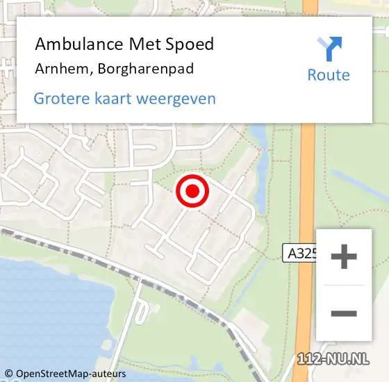 Locatie op kaart van de 112 melding: Ambulance Met Spoed Naar Arnhem, Borgharenpad op 6 maart 2021 12:56