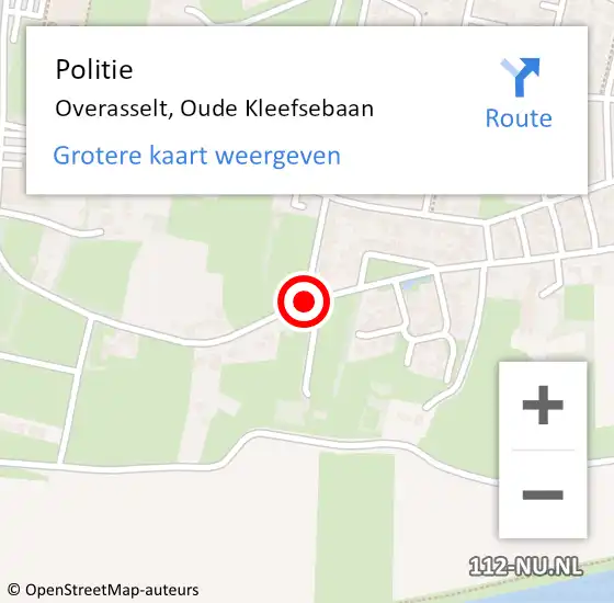 Locatie op kaart van de 112 melding: Politie Overasselt, Oude Kleefsebaan op 6 maart 2021 14:01