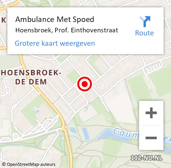 Locatie op kaart van de 112 melding: Ambulance Met Spoed Naar Hoensbroek, Prof. Einthovenstraat op 4 juni 2014 00:08