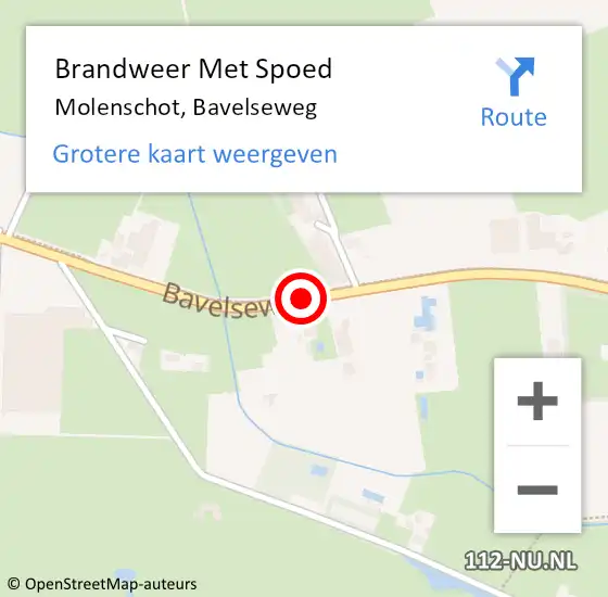 Locatie op kaart van de 112 melding: Brandweer Met Spoed Naar Molenschot, Bavelseweg op 6 maart 2021 14:41