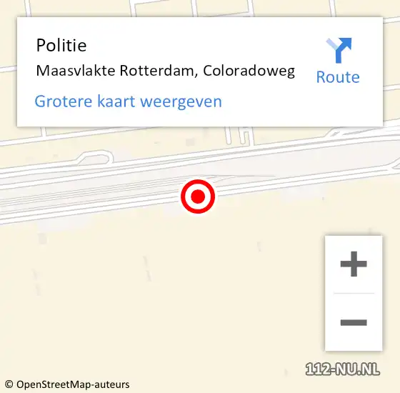 Locatie op kaart van de 112 melding: Politie Maasvlakte Rotterdam, Coloradoweg op 6 maart 2021 15:07