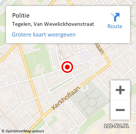 Locatie op kaart van de 112 melding: Politie Tegelen, Van Wevelickhovenstraat op 6 maart 2021 17:14