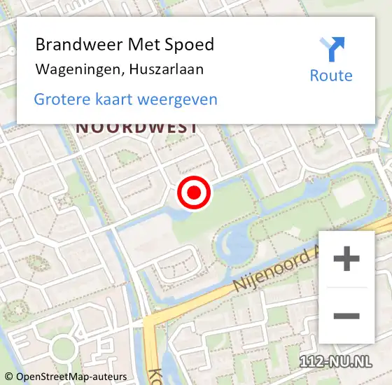 Locatie op kaart van de 112 melding: Brandweer Met Spoed Naar Wageningen, Huszarlaan op 6 maart 2021 18:06