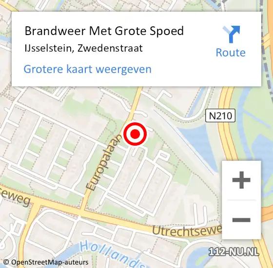 Locatie op kaart van de 112 melding: Brandweer Met Grote Spoed Naar IJsselstein, Zwedenstraat op 6 maart 2021 18:22