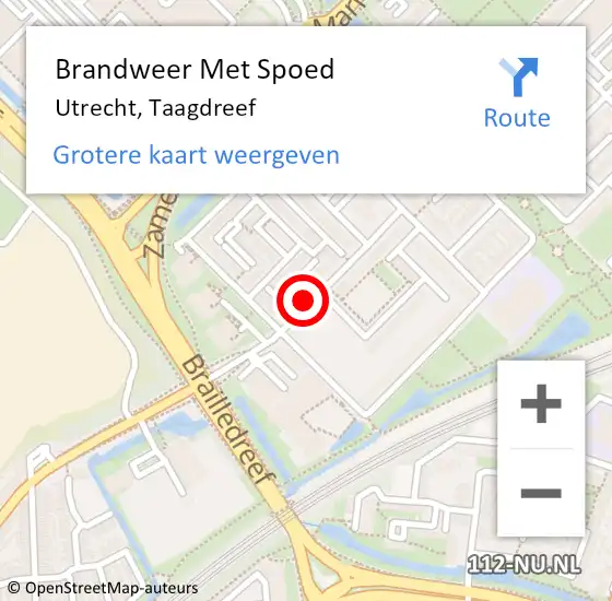 Locatie op kaart van de 112 melding: Brandweer Met Spoed Naar Utrecht, Taagdreef op 6 maart 2021 18:35