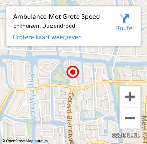 Locatie op kaart van de 112 melding: Ambulance Met Grote Spoed Naar Enkhuizen, Duizendroed op 6 maart 2021 18:39