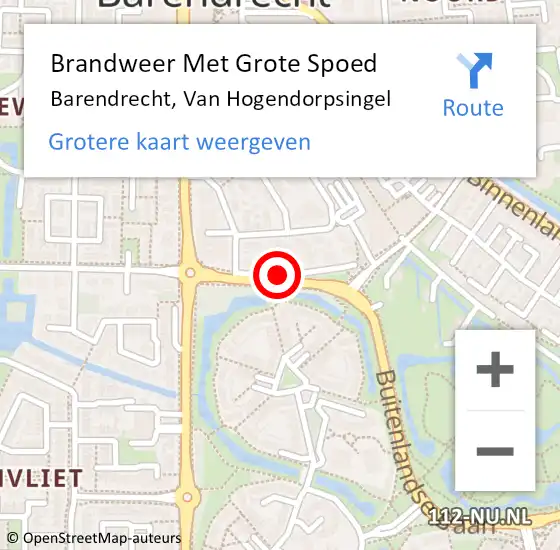 Locatie op kaart van de 112 melding: Brandweer Met Grote Spoed Naar Barendrecht, Van Hogendorpsingel op 6 maart 2021 18:47