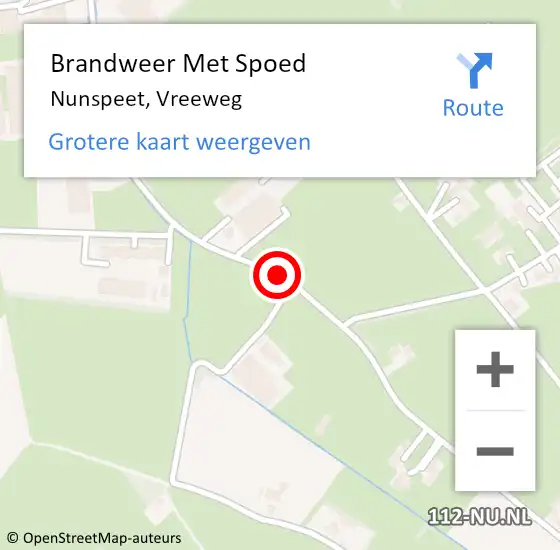 Locatie op kaart van de 112 melding: Brandweer Met Spoed Naar Nunspeet, Vreeweg op 6 maart 2021 18:54