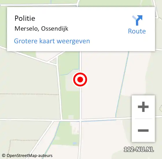 Locatie op kaart van de 112 melding: Politie Merselo, Ossendijk op 6 maart 2021 19:58