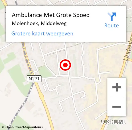 Locatie op kaart van de 112 melding: Ambulance Met Grote Spoed Naar Molenhoek, Middelweg op 4 juni 2014 01:45