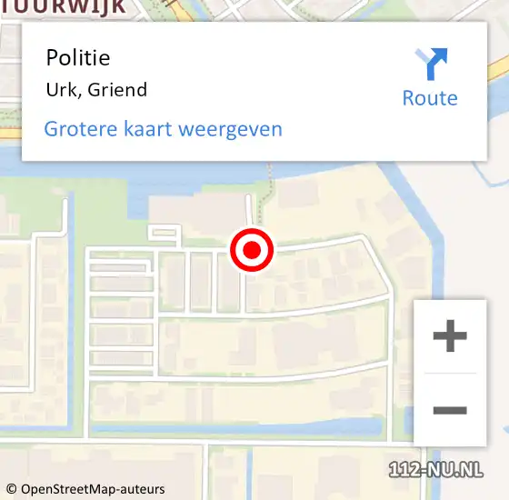 Locatie op kaart van de 112 melding: Politie Urk, Griend op 6 maart 2021 22:14