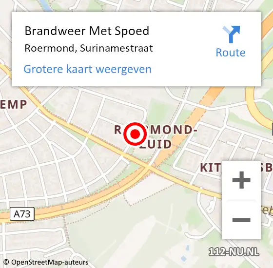 Locatie op kaart van de 112 melding: Brandweer Met Spoed Naar Roermond, Surinamestraat op 6 maart 2021 22:41