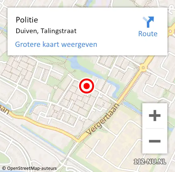 Locatie op kaart van de 112 melding: Politie Duiven, Talingstraat op 6 maart 2021 23:01