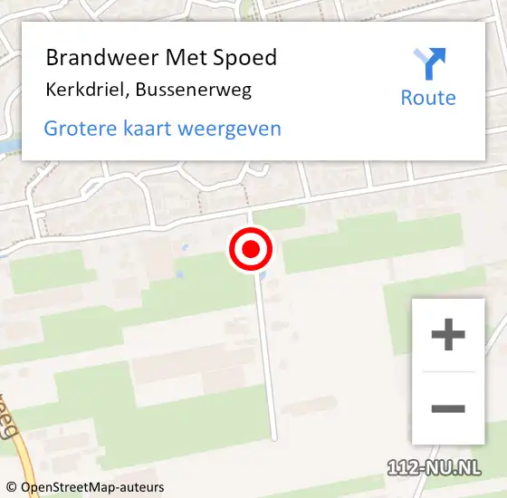 Locatie op kaart van de 112 melding: Brandweer Met Spoed Naar Kerkdriel, Bussenerweg op 6 maart 2021 23:19