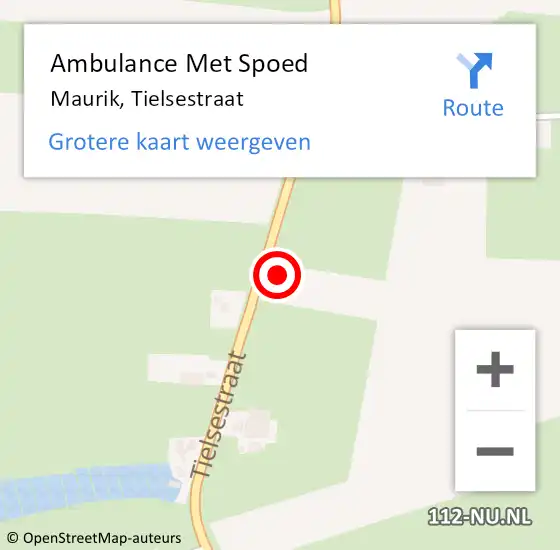 Locatie op kaart van de 112 melding: Ambulance Met Spoed Naar Maurik, Tielsestraat op 4 juni 2014 02:51