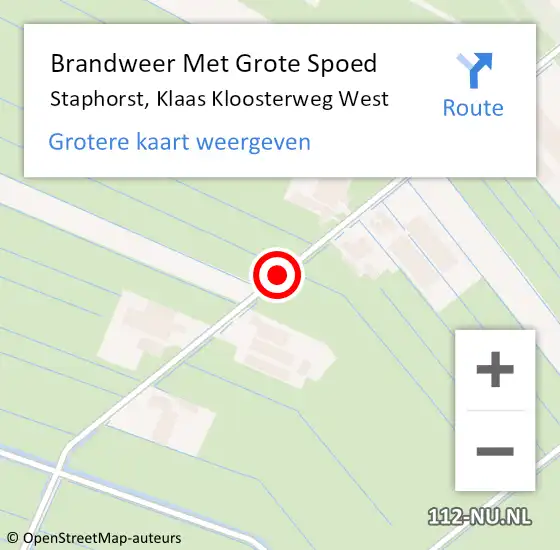 Locatie op kaart van de 112 melding: Brandweer Met Grote Spoed Naar Staphorst, Klaas Kloosterweg West op 7 maart 2021 03:37