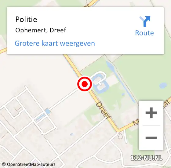 Locatie op kaart van de 112 melding: Politie Ophemert, Dreef op 7 maart 2021 04:44