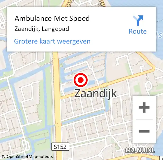 Locatie op kaart van de 112 melding: Ambulance Met Spoed Naar Zaandijk, Langepad op 7 maart 2021 05:01