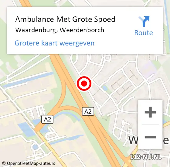 Locatie op kaart van de 112 melding: Ambulance Met Grote Spoed Naar Waardenburg, Weerdenborch op 7 maart 2021 06:39